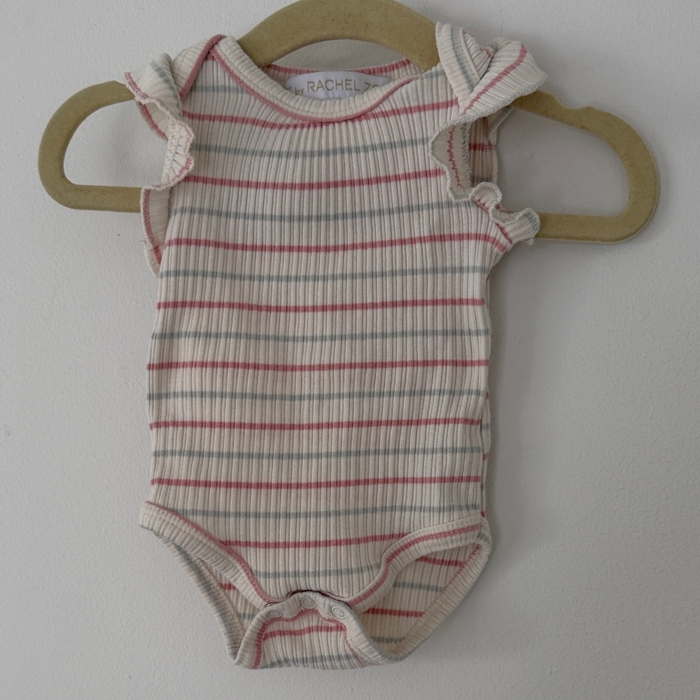 Rachel Zoe Pink Cream Striped Newborn Baby Summer Onsie Bodysuit 0-3m